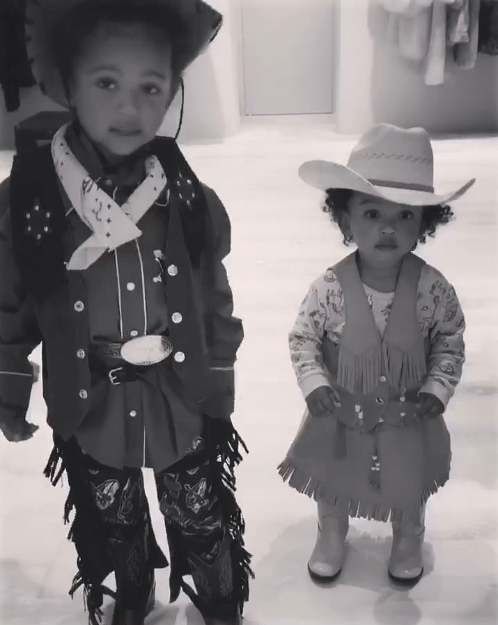 Saint West and Chicago West Dressed As Cowboys Instagram Kim Kardashian