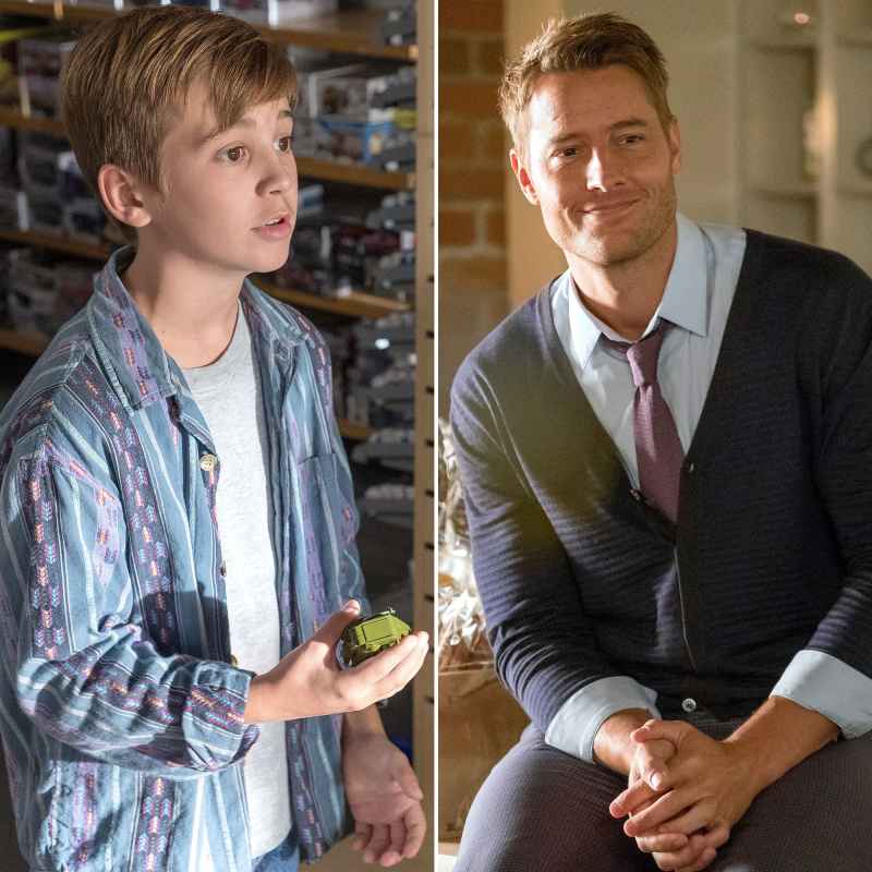 This Is Us Young And Old Flashback Parker Bates as Young Kevin Pearson Justin Hartley as Kevin Pearson