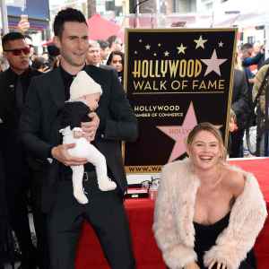Adam Levine, Behati Prinsloo and Dusty Rose Levine Walk of Fame Red Carpet