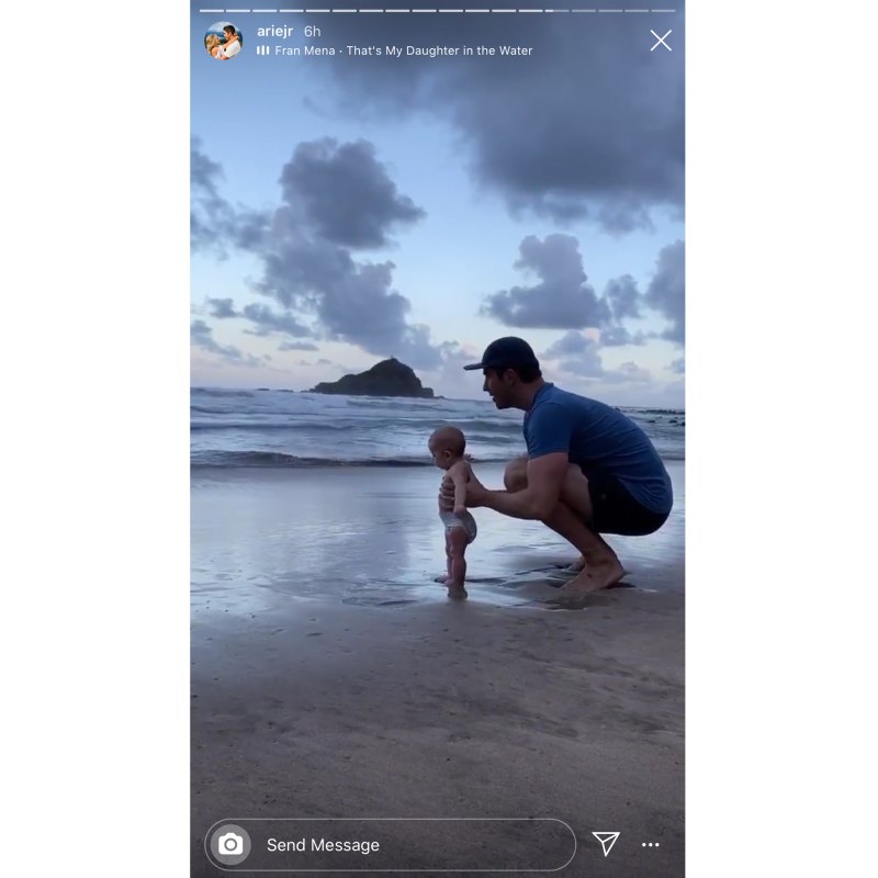 Arie Luyendyk Jr. Dips Daughter Alessi's Toes in Ocean