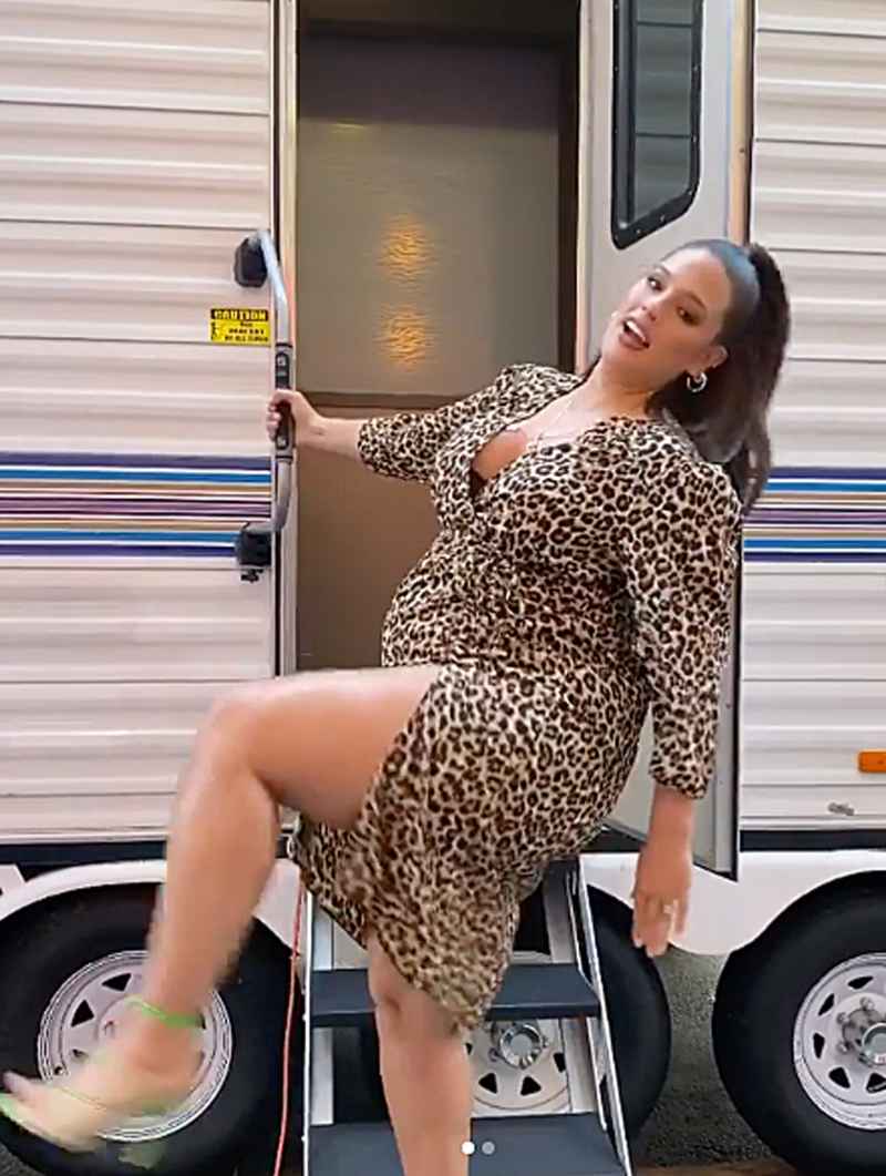 Pregnant Ashley Graham Dancing Leopard Dress