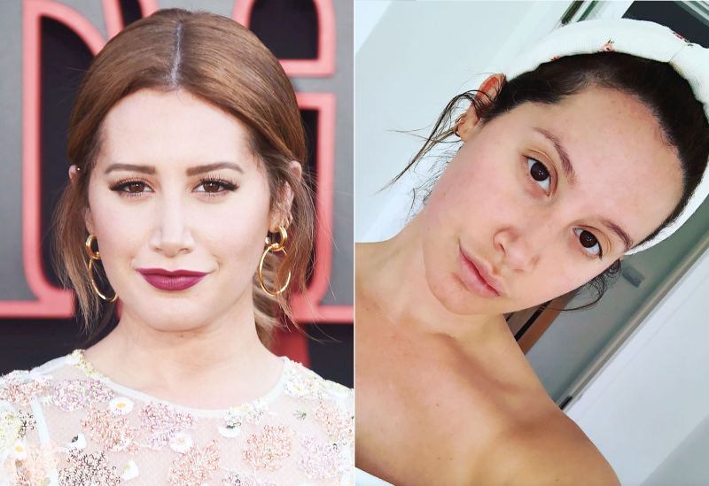 Ashley Tisdale Makeup Free Instagram Before and After