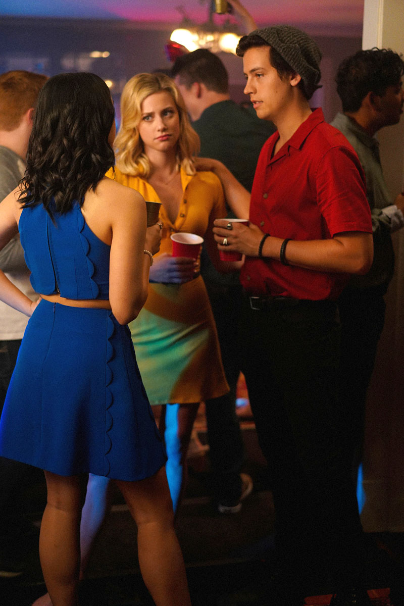 Camila Mendes as Veronica, Lili Reinhart as Betty and Cole Sprouse as Jughead Riverdale