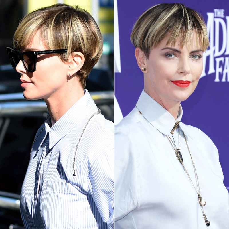 Charlize Theron Hair Change Darker and Wispier Bowl Cut