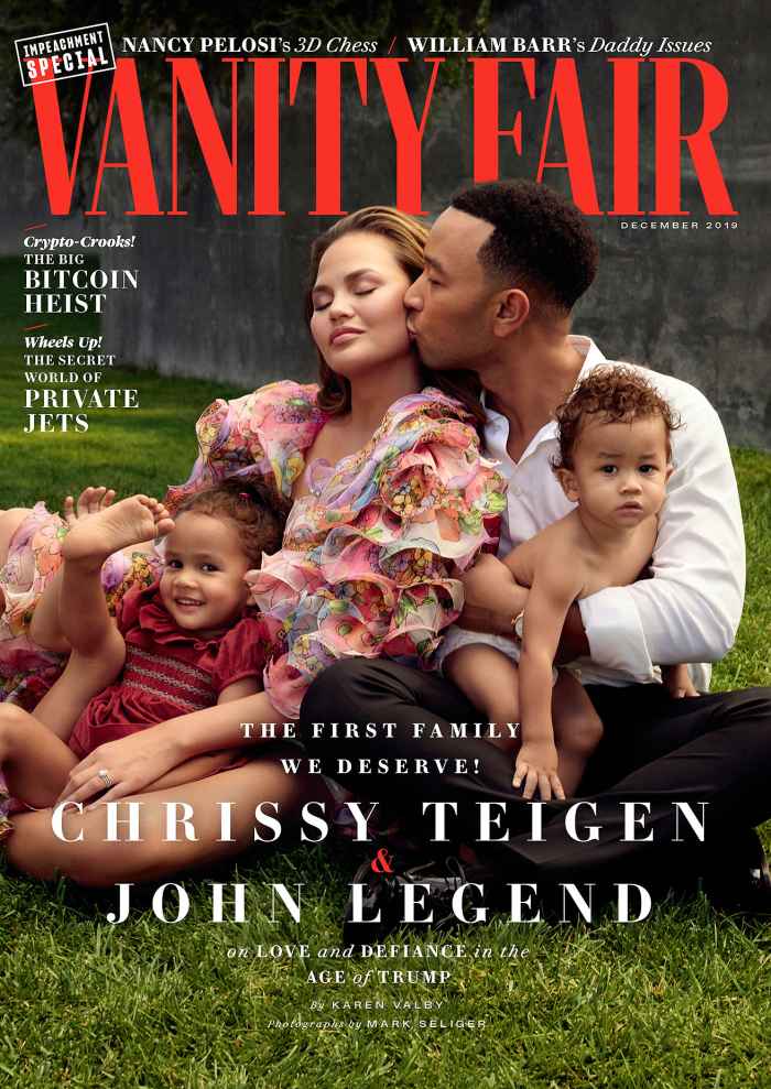 Chrissy Teigen, John Legend Pose With Luna and Miles Vanity Fair Cover December