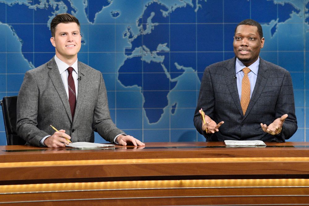 Colin Jost and anchor Michael Che during Weekend Update