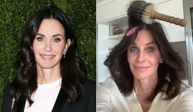 Courteney Cox Makeup Free Before and After