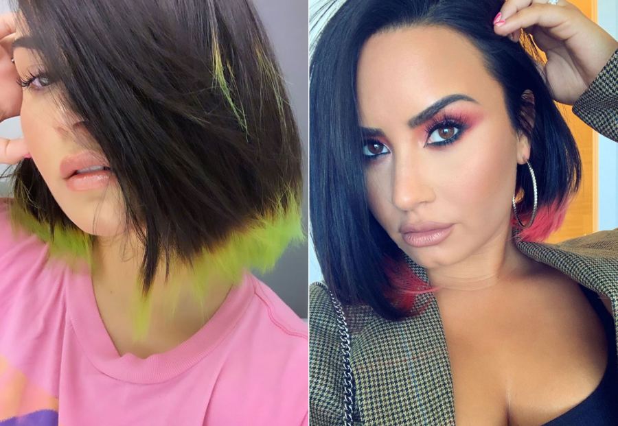 Demi Lovato Hair Change Green Tips to Pink Tips