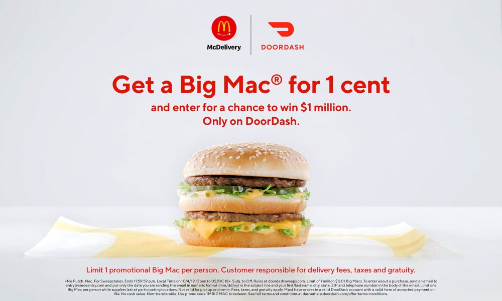 DoorDash 1 cent Big Mac promotion