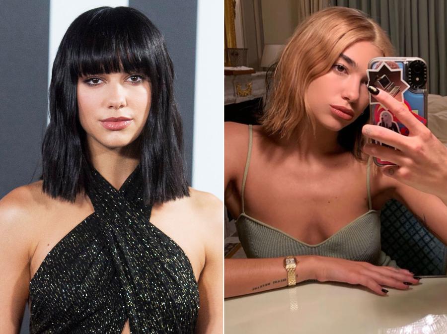 Dua Lipa Hair Change Brunette to Blonde