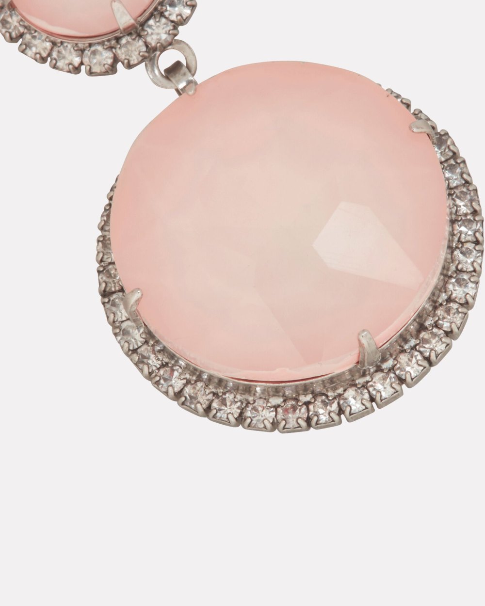 Elizabeth Cole Pink Quartz Drop Earrings closeup