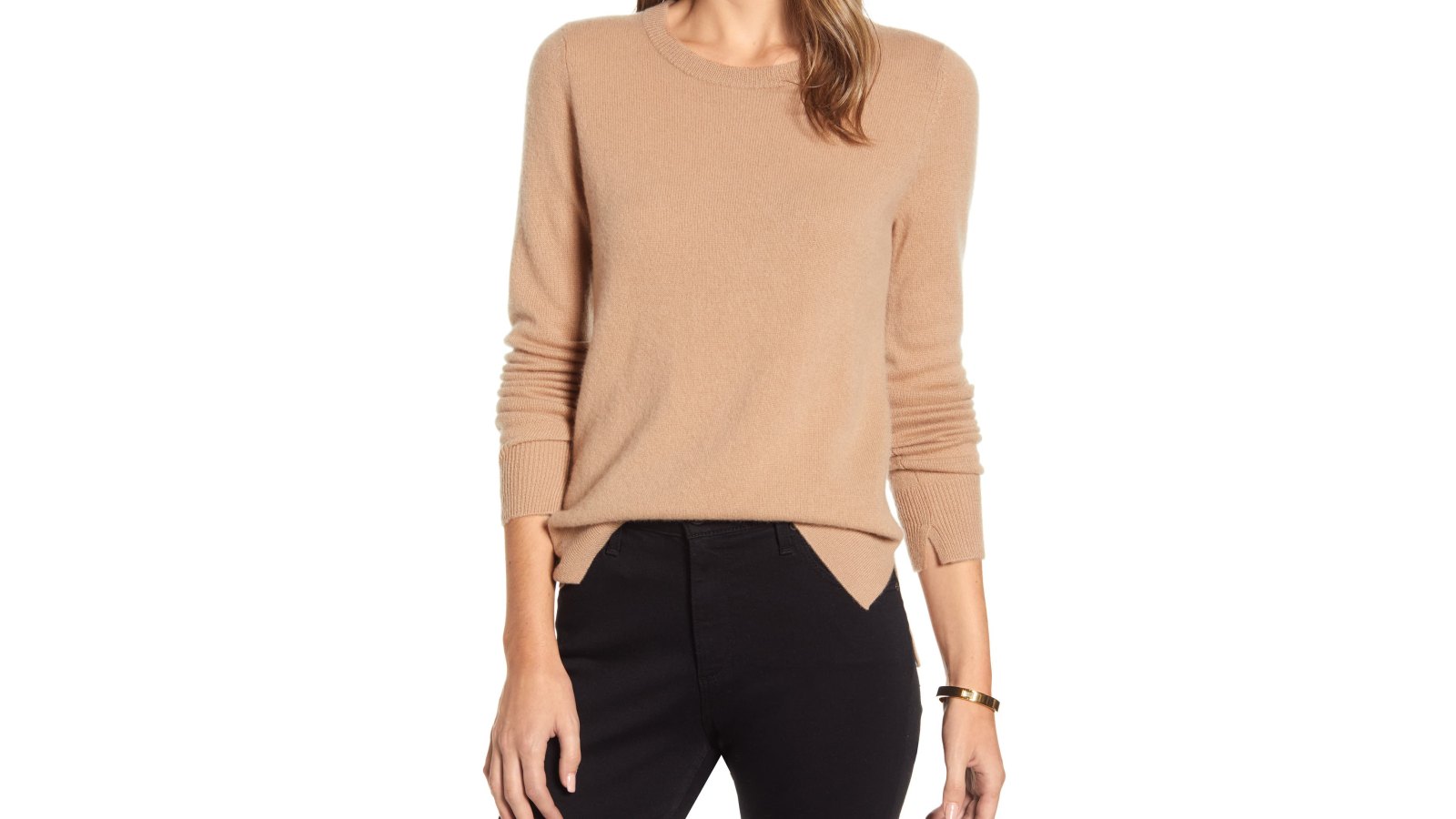 Halogen Crewneck Cashmere Sweater camel