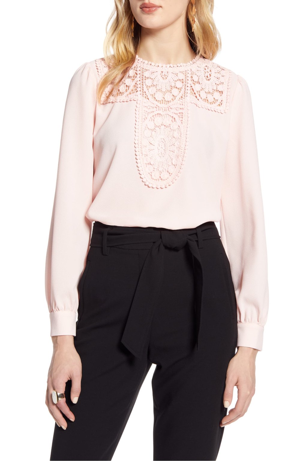 Halogen Lace & Crepe Blouse pink