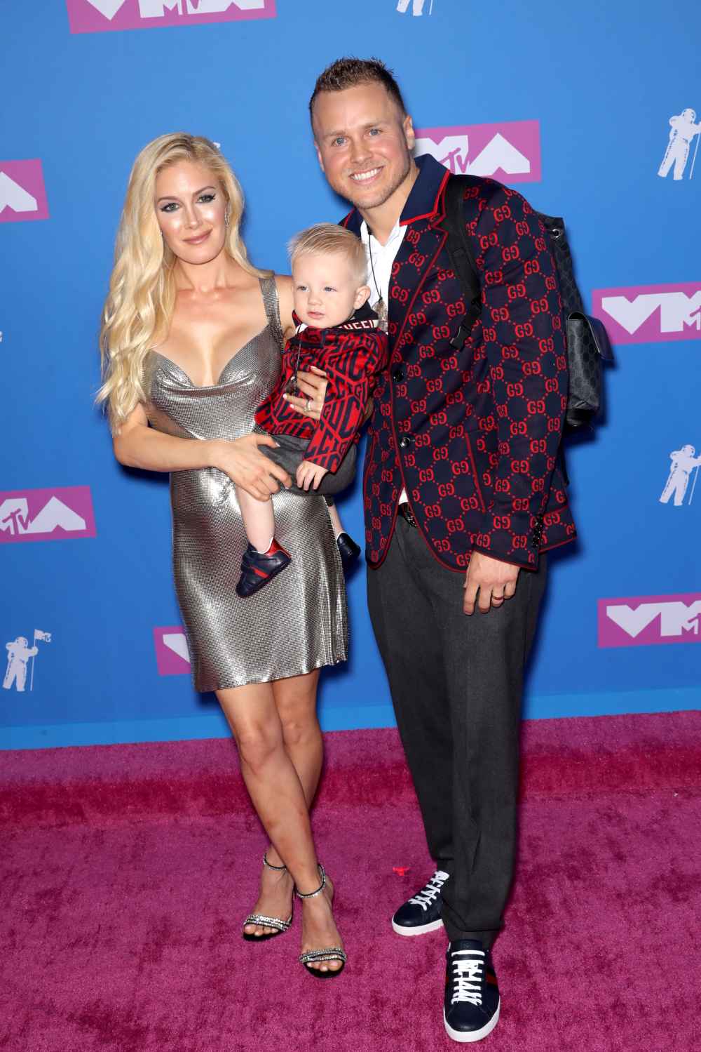 Heidi Montag, Spencer Pratt and son Gunner attend the 2018 MTV VMA's in New York City.