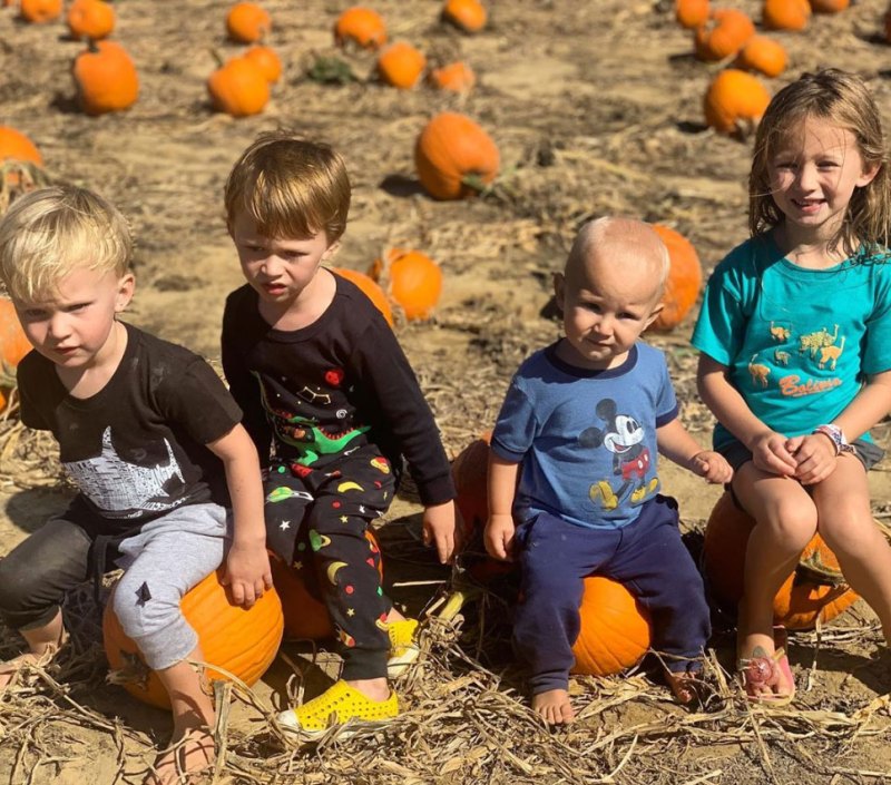 Hilaria and Alec Baldwin Celebrity Families Visiting Pumpkin Patches