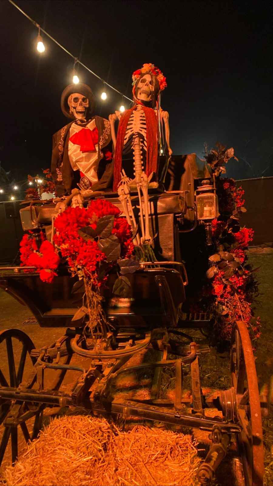 Kanye West and Kim Kardashian Nights of the Jack Fall Family Fun Gallery Halloween Skeleton