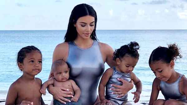 Kim Kardashian With Kids In Ocean
