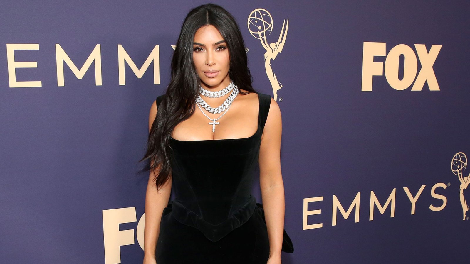 Kim Kardashian Opens Up About Her Use of CBD Wearing Vivienne Westwood Vintage Black Dress 2019 Emmys