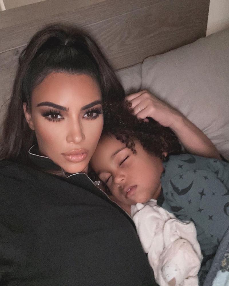 Kim Kardashian Snuggles With Son Saint