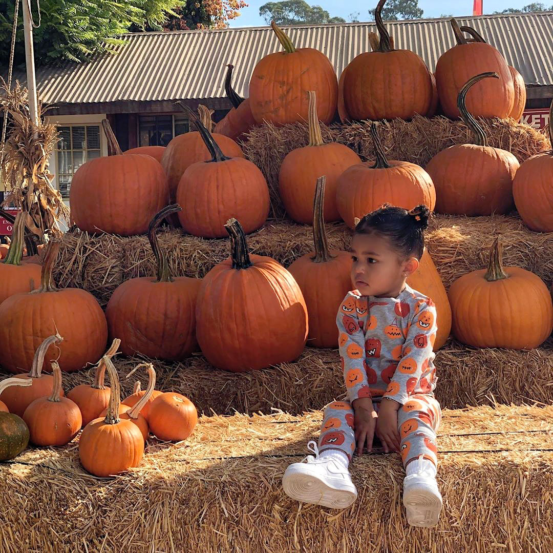 Kylie Jenner, Stormi, True at Pumpkin Patch Fall Farm