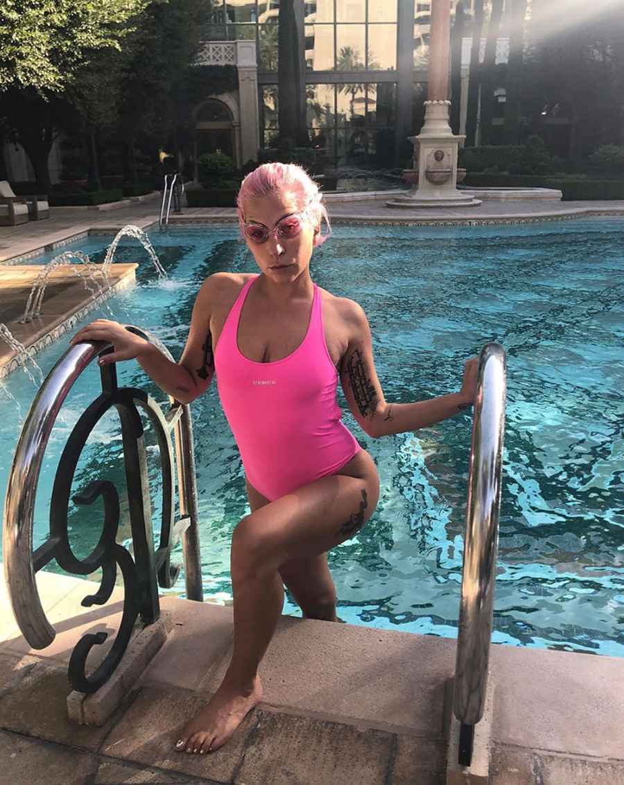 Lady Gaga Neon Bathing Suit Instagram