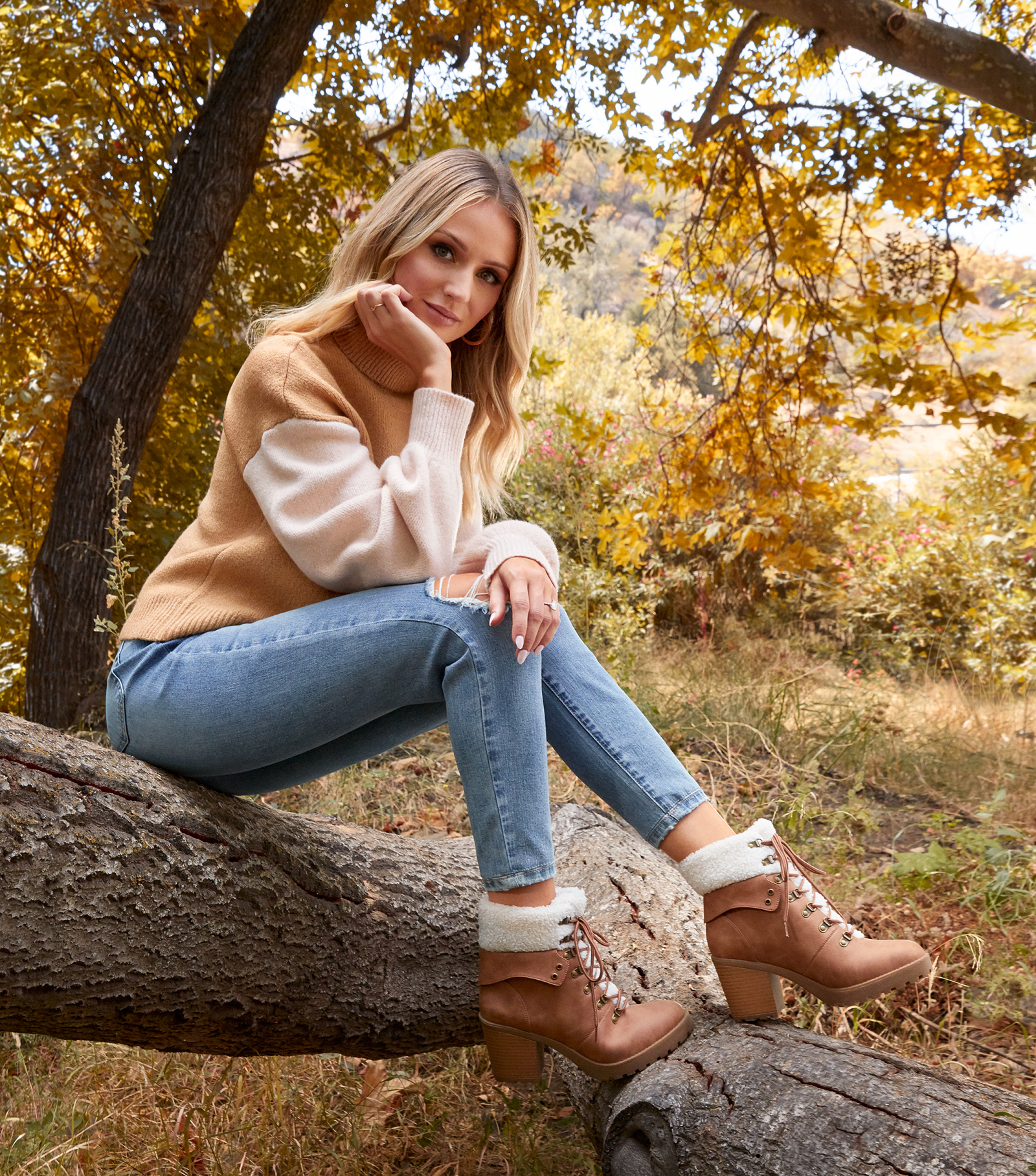 Lauren Bushnell x JustFab Collection - The Brown Ankle Lace-Ups