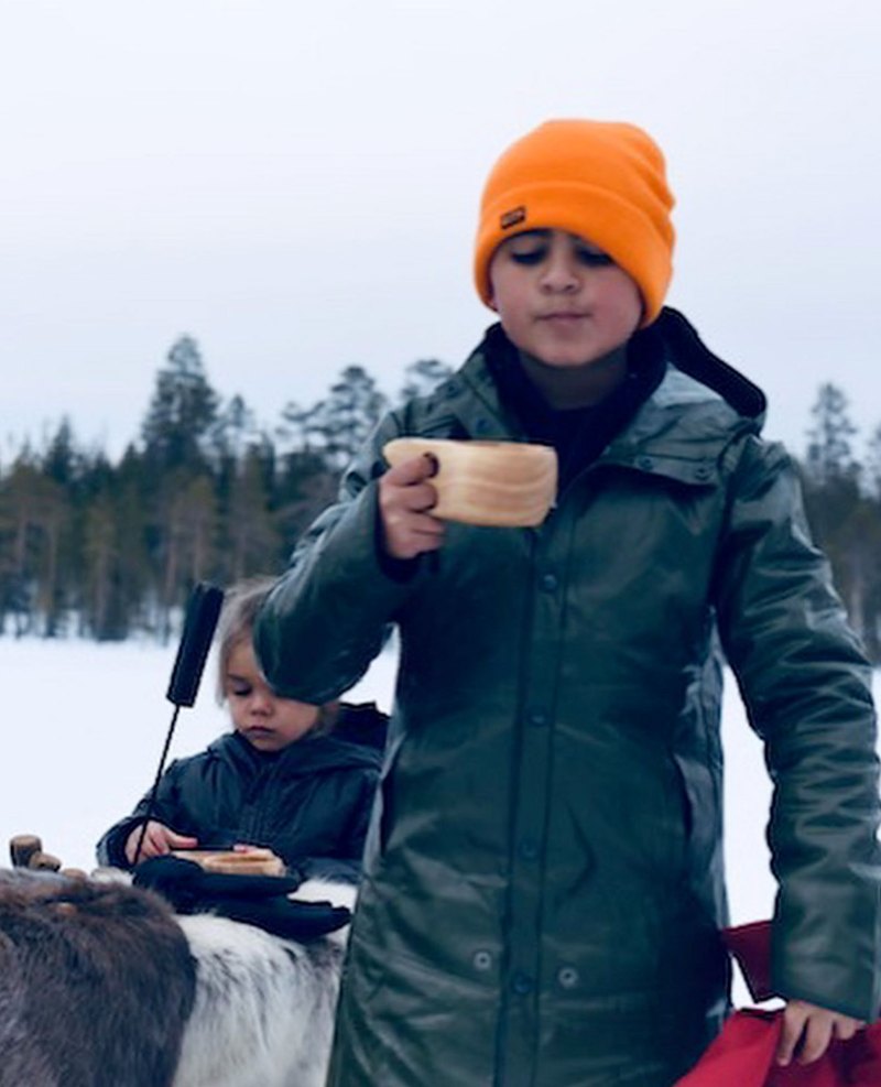 Mason Disick Photo Album Enjoys Warm Drink in Finland
