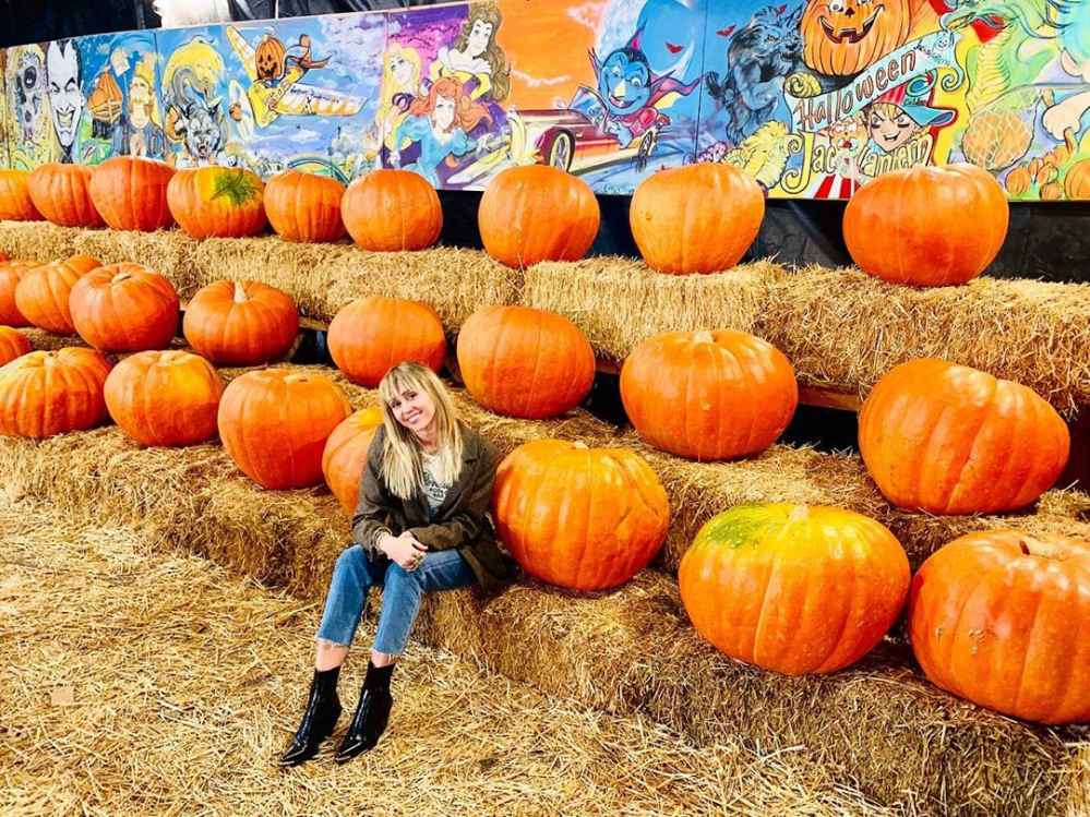 Miley Cyrus Poses With Pumpkins