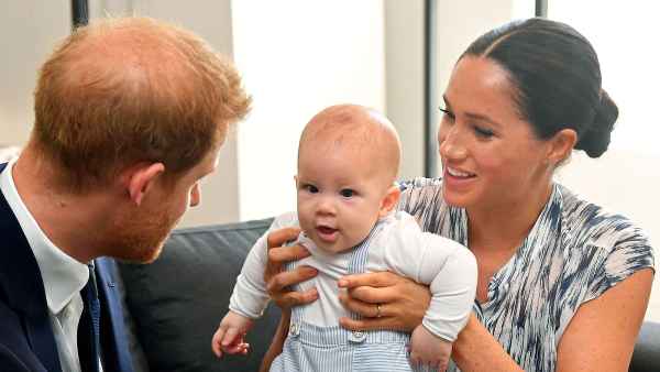 Prince Harry and Meghan Duchess of Sussex, holding their son Archie Harrison Mountbatten-Windsor