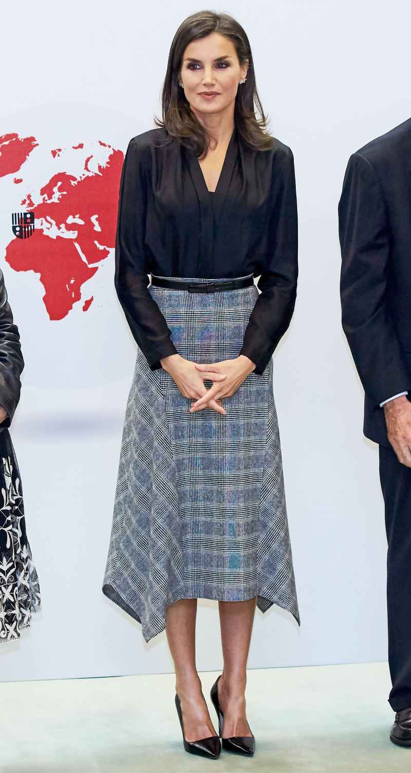 Queen Letizia Plaid Skirt October 30, 2019