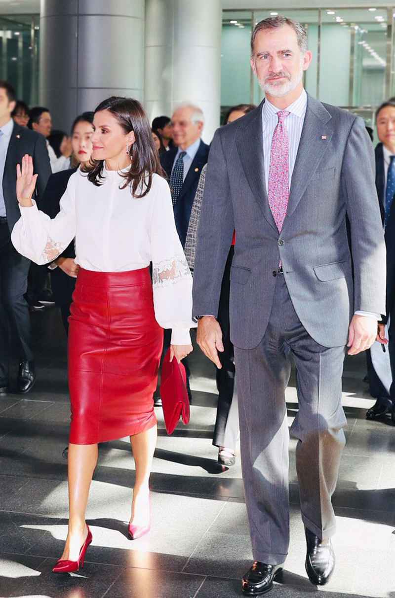 Queen Letizia Red Skirt October 23, 2019