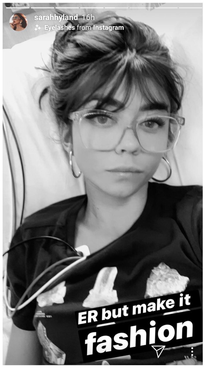 Sarah Hyland Instagram Selfie Story ER Hospital