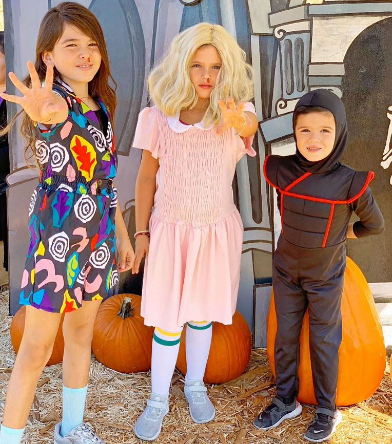 Slate and Cruz Arroyave Teddi Mellencamp Arroyave Instagram Halloween Stranger Things Eleven Ninja