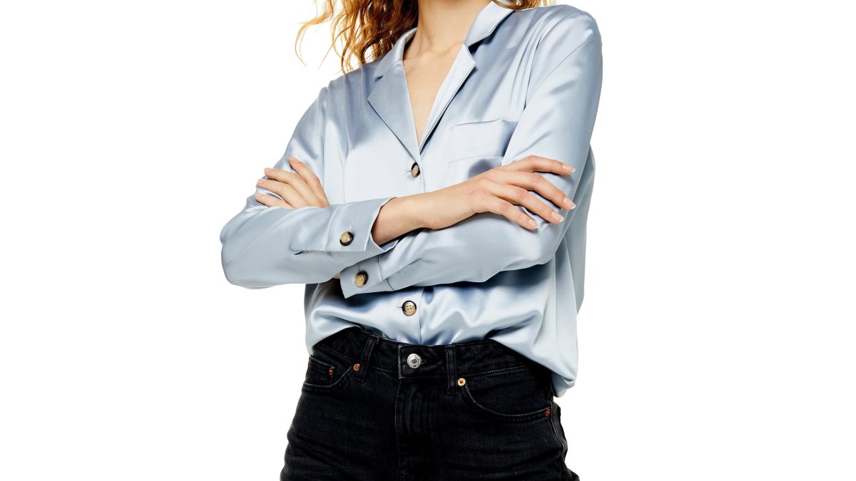 Topshop Satin Button-Up Shirt front