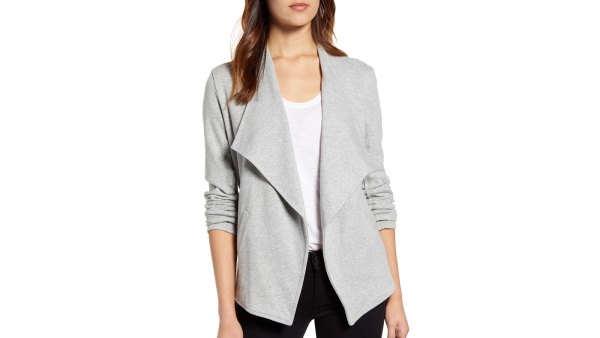 Caslon Drape Collar Knit Blazer grey