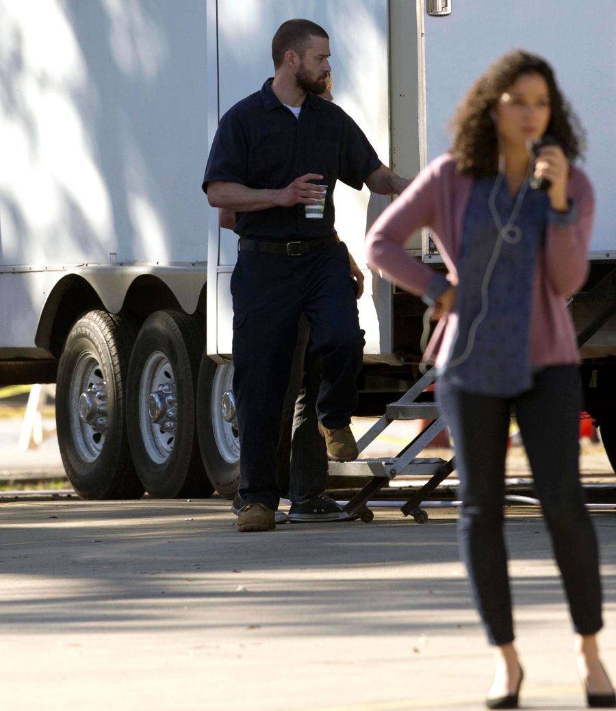 Justin Timberlake and Alisha Wainwright Hang Out in Trailer on Set