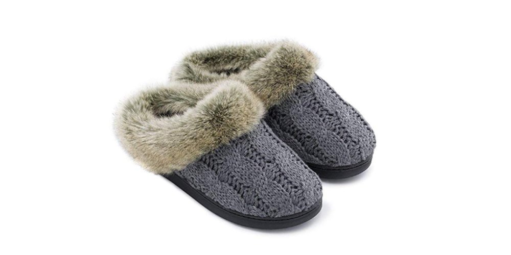 Women's Soft Yarn Cable Knitted Memory Foam Slippers