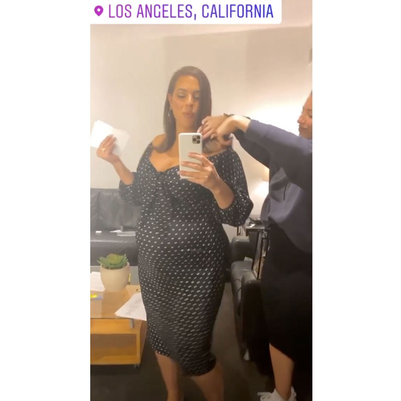 Ashley Graham’s Pregnancy Pics Black Polka Dot Dress Los Angeles