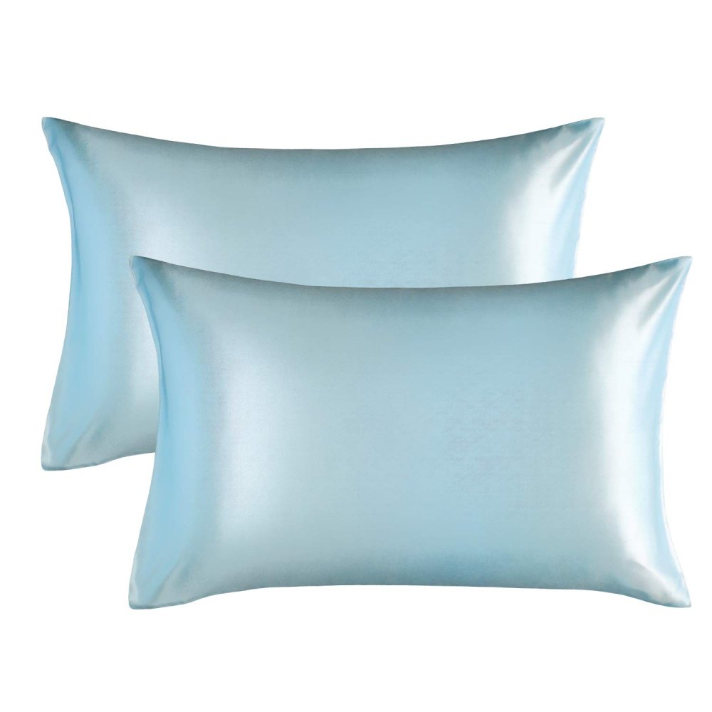 Bedsure Satin Pillowcase for Hair and Skin light blue