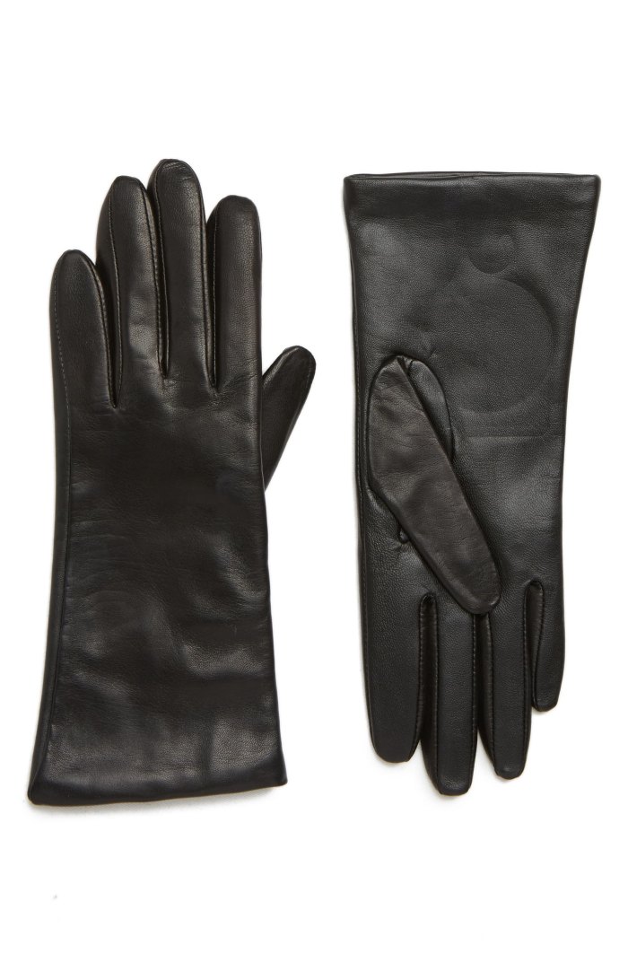 Cashmere Lined Leather Touchscreen Gloves (Black)