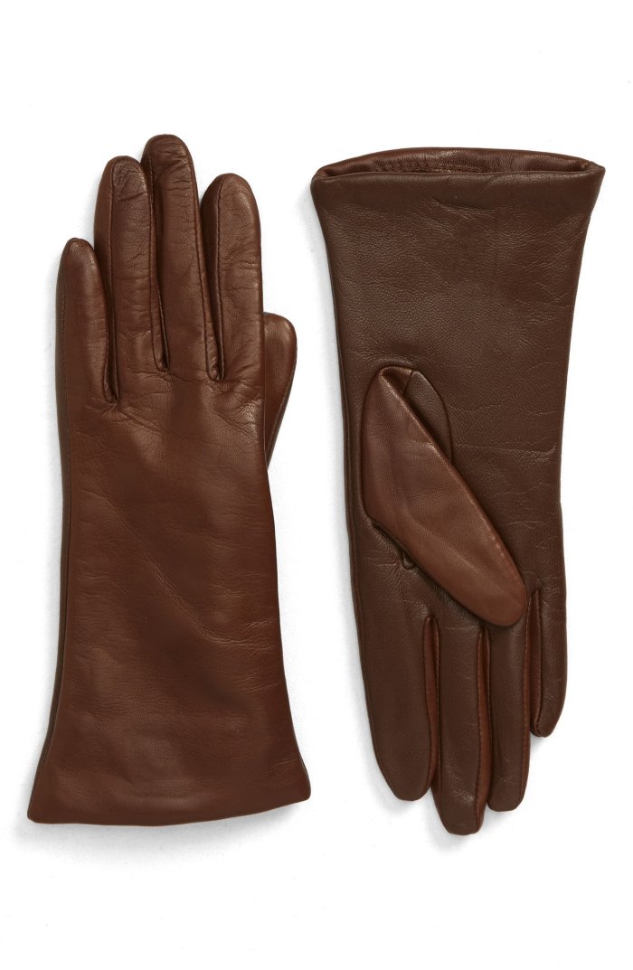Cashmere Lined Leather Touchscreen Gloves (Saddle)