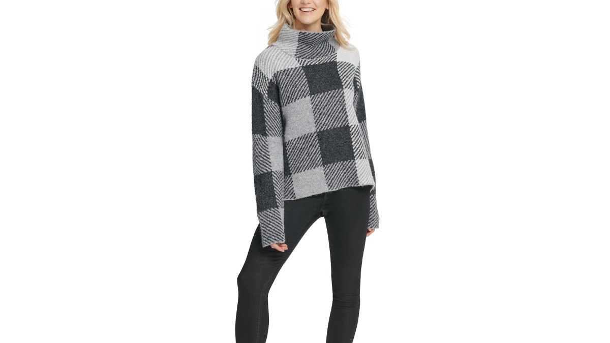DKNY Striped High-Low Hem Sweater (featured)