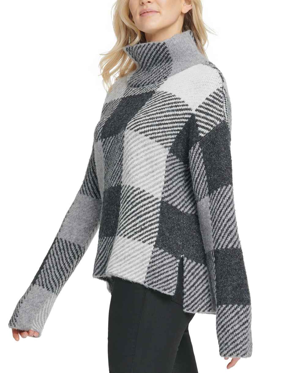 DKNY Striped High-Low Hem Sweater