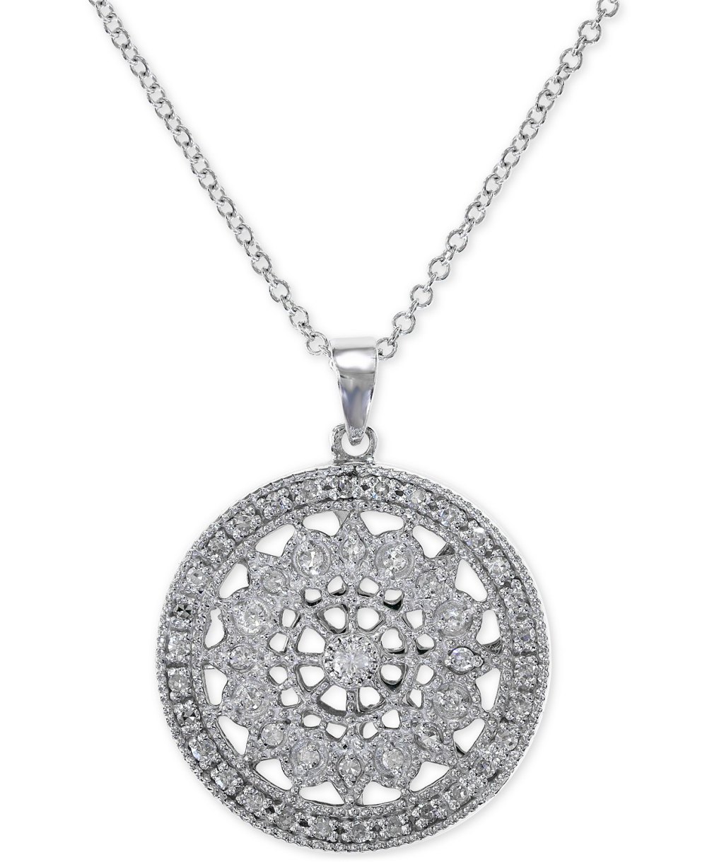 EFFY Diamond Disc Pendant Necklace (1:4 ct. t.w.) in 14k White Gold