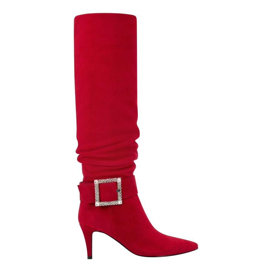 Elizabeth Sulcer Boot Collection - Gresha Slouchy Boot in Red Suede