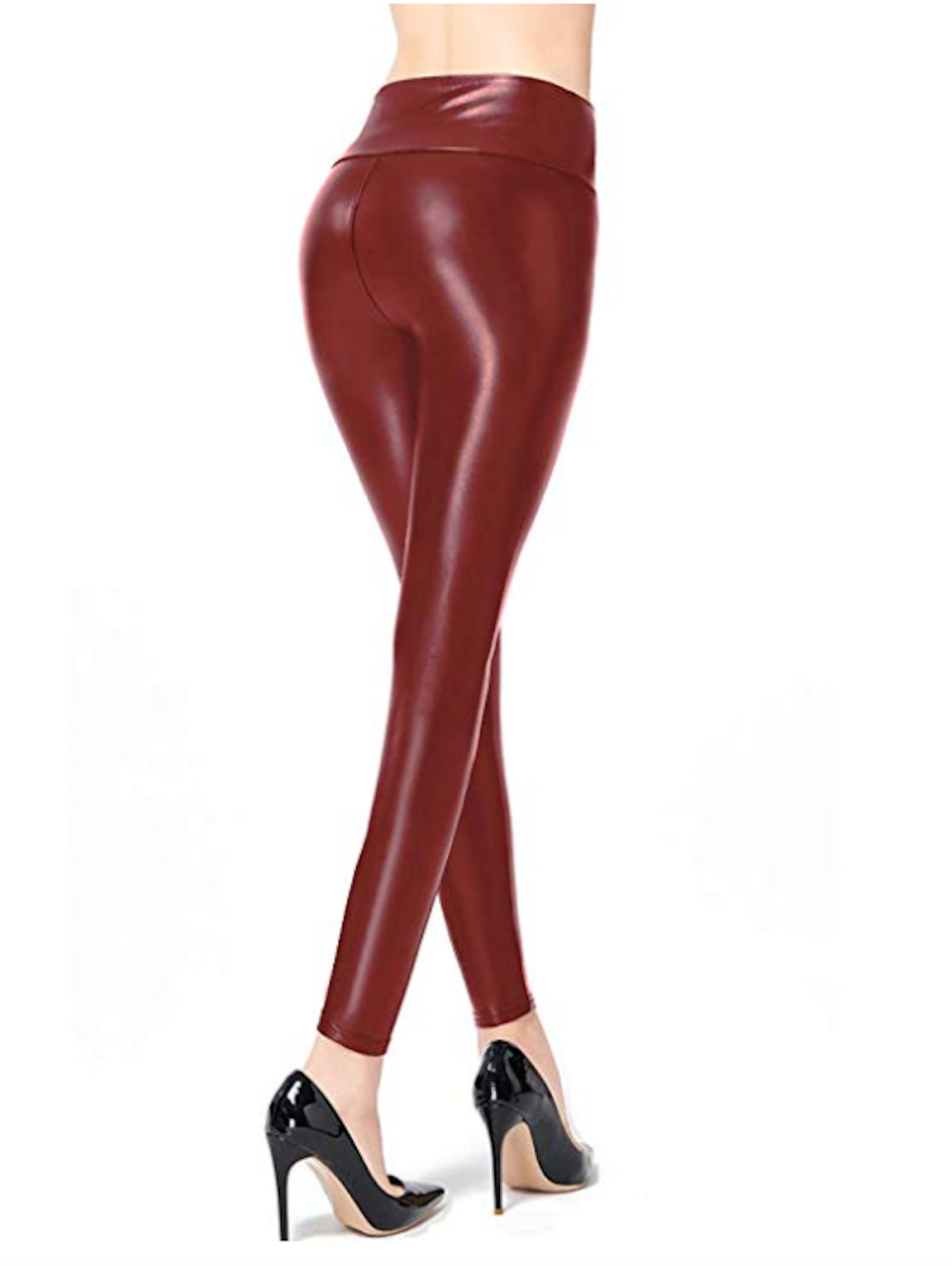 Ginasy Faux Leather Leggings red