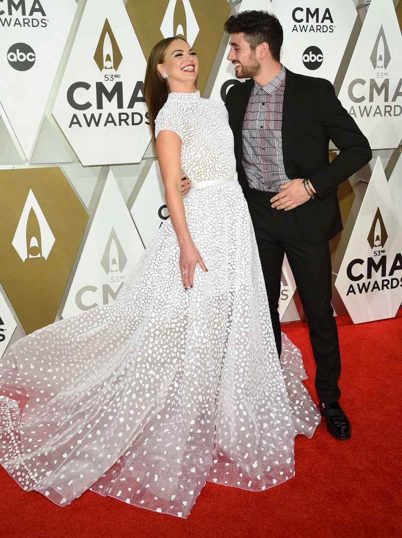 Hannah Brown and Alan Bersten 2019 CMA Awards Arrival Red Carpet White Dress