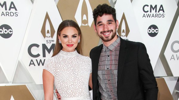 Hannah Brown and Alan Bersten 2019 CMA Awards Arrival Red Carpet White Dress