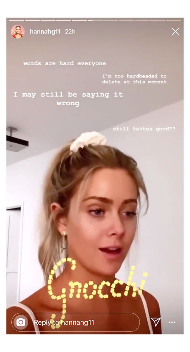 Hannah Godwin Mispronouncing Gnocchi Instagram