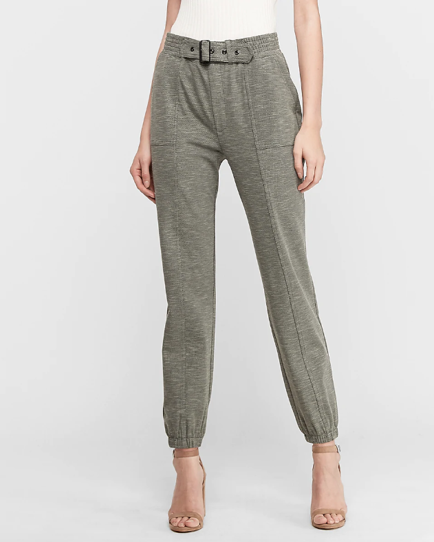 High Waisted Utility Knit Jogger Pant (Olive Green)